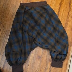 The Way Of Life Harem Pants Brown Blue Plaid